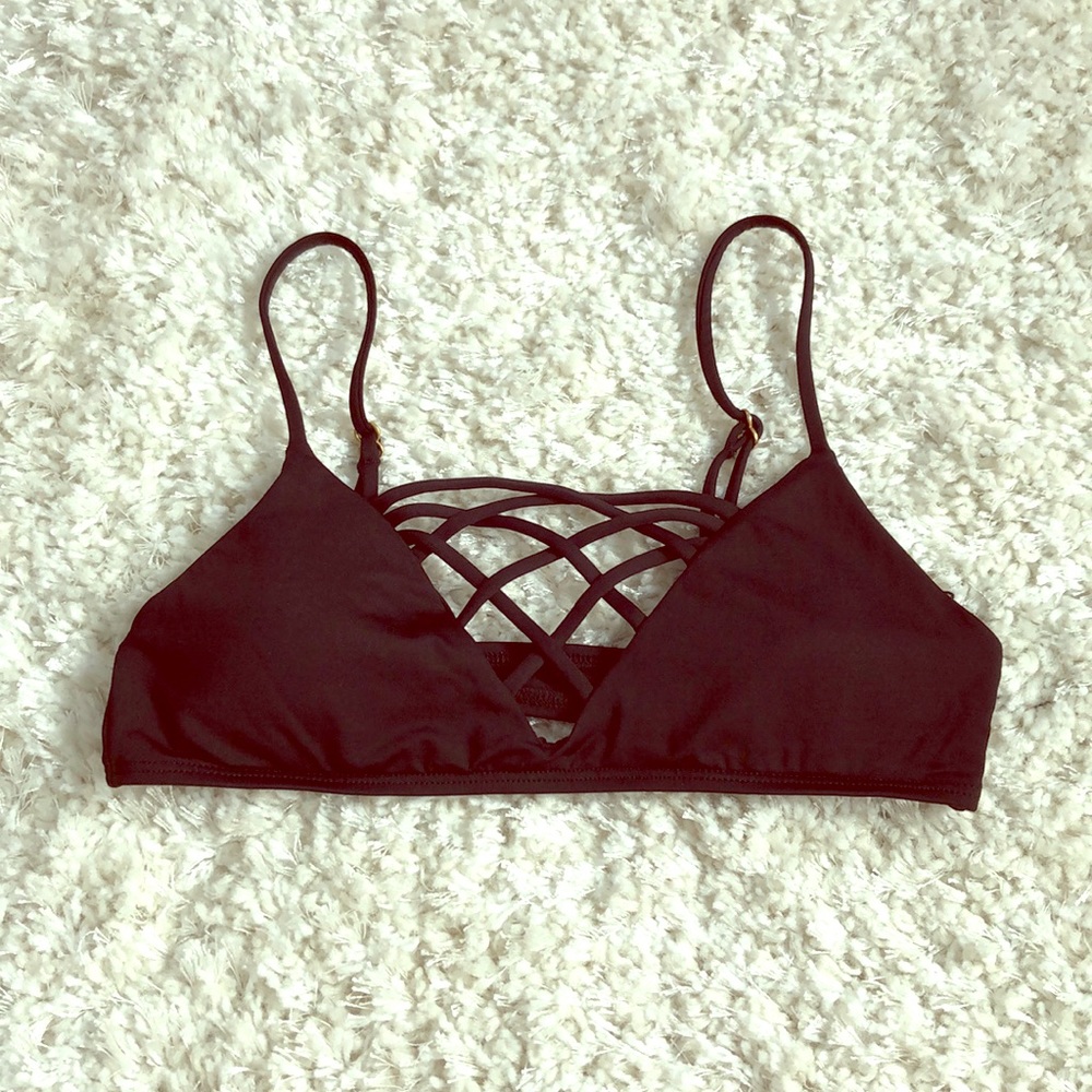 L*Space black caged bikini top